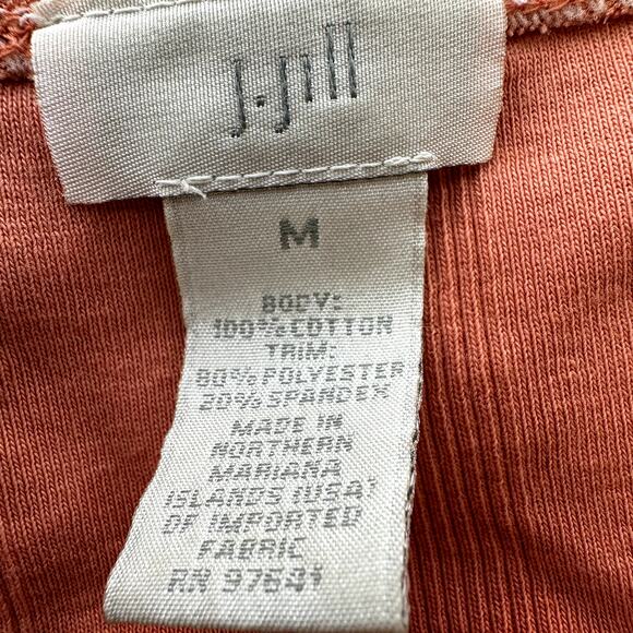 J. Jill Paisley Peplum Blouse Surplice Pullover Career 100% Cotton Orange Medium - Picture 2 of 4